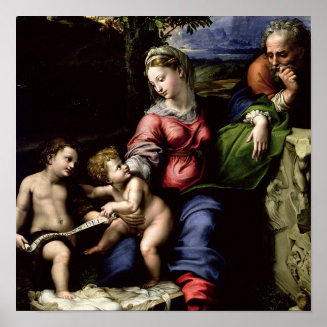 Heliga Family of the Oak Träd, 1518 Poster (Framsidan)