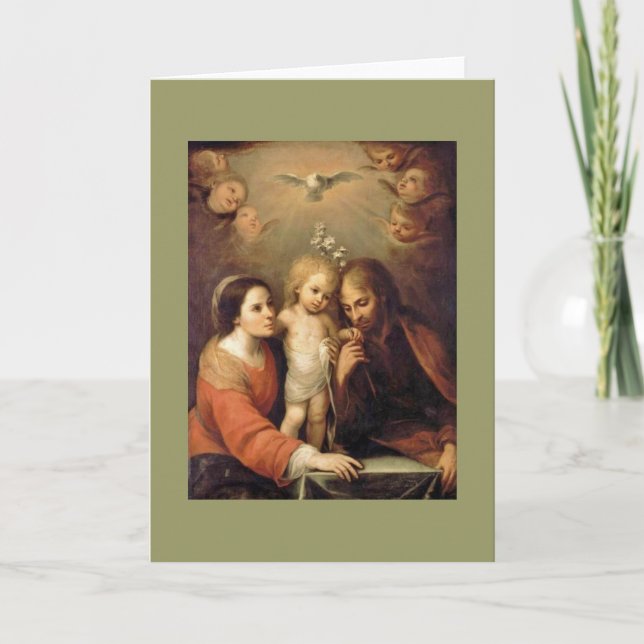 Heliga Family with Cherubs by Gutierrez Helgkort (Framsida)