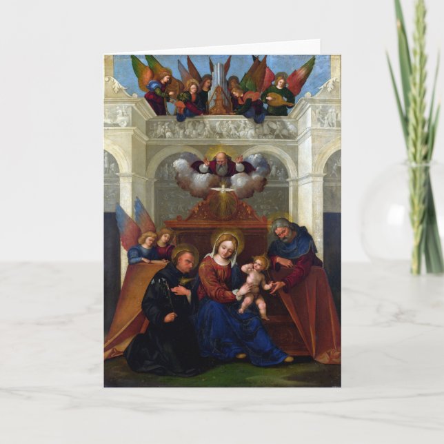 Heliga Family with Saint Nicholas of Tolentino Helgkort (Framsida)