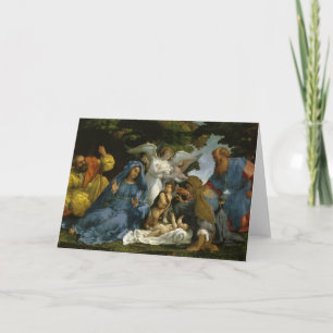 Heliga Family with Saints and Änglar Helgkort