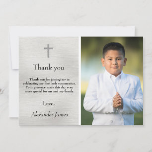 Heliga First Communion Silver Black Boy Tack Kort