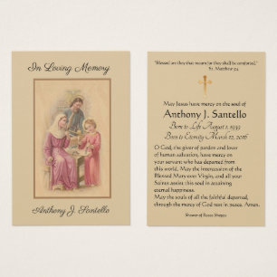 Heliga för heliga Family Funeral Sympathy Prayer Visitkort