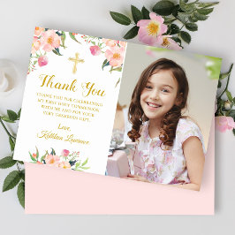 Heliga för vattenfärgsRosa Blommigt  Communion Tac Inbjudningar