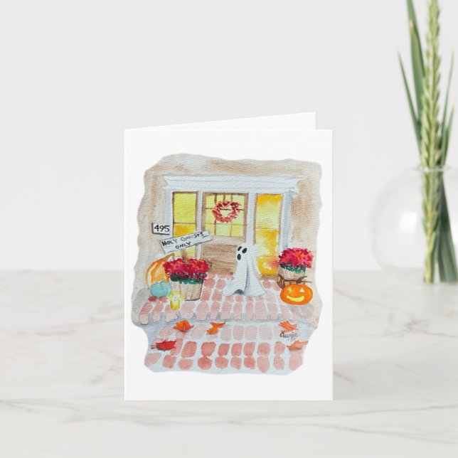 Heliga Ghost Funny Halloween-kort Anteckningskort (Framsida)