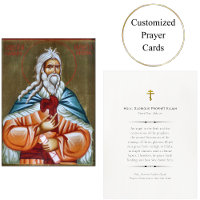 Heliga Glorious Prophet Elijah Prayer Card