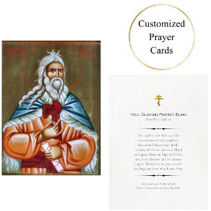 Heliga Glorious Prophet Elijah Prayer Card Placeringskort