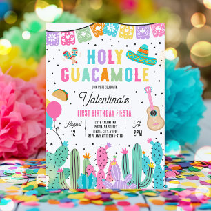 Heliga Guacamole 1:a födelsedagen Fiesta Party Inbjudningar