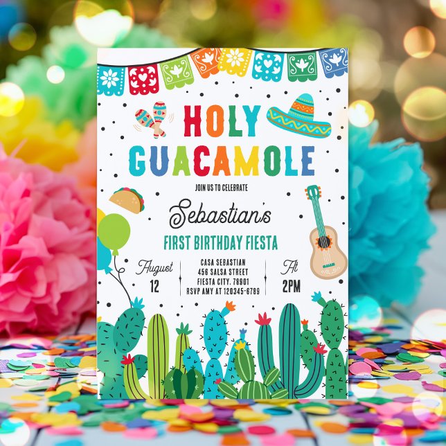 Heliga Guacamole 1-års Födelsedagsfest Inbjudningar (Skapare uppladdad)