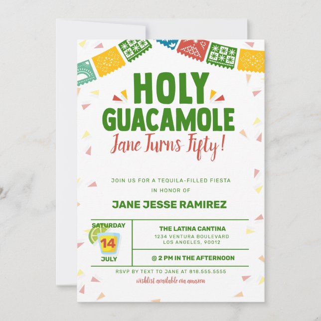 Heliga Guacamole 50:e födelsedagen Fiesta Inbjudningar (Framsida)