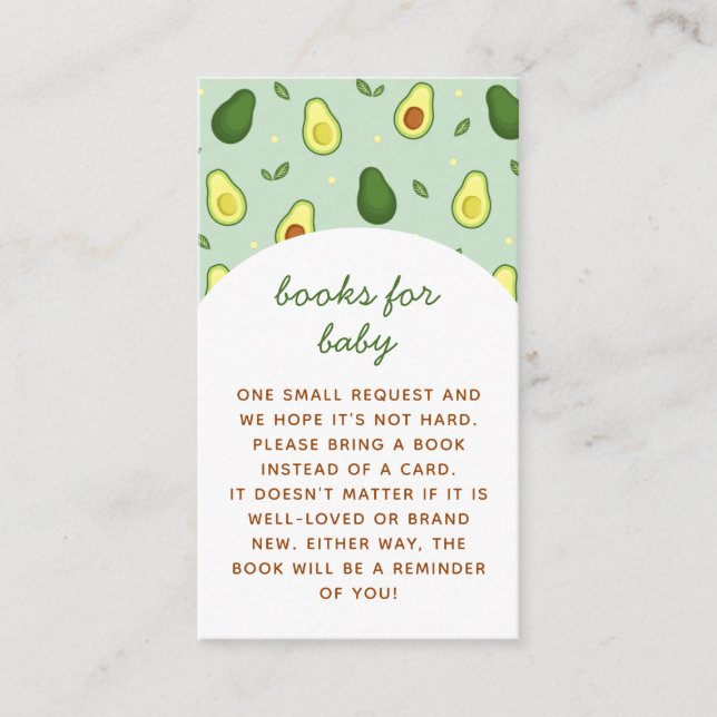 Heliga Guacamole Avocado Baby Shower Bok-begäran Tilläggskort (Framsida)