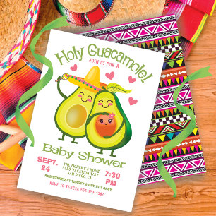 Heliga Guacamole Avocado Baby Shower Fiesta Girl Inbjudningar