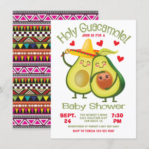 Heliga Guacamole Avocado Baby Shower Fiesta Inbjudningar