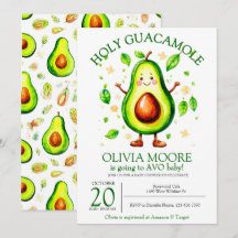Heliga Guacamole Avocado Baby Shower-inbjudan