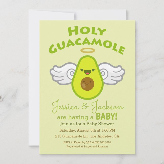 Heliga Guacamole Avocado Baby Shower Inbjudningar (Framsida)
