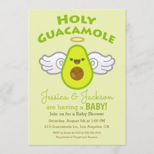 Heliga Guacamole Avocado Baby Shower Inbjudningar