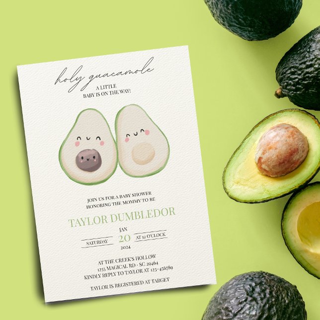 Heliga Guacamole Avocado Baby Shower Inbjudningar (Skapare uppladdad)