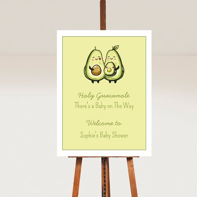 Heliga Guacamole Avocado Baby Shower Party-skylt Poster (Avocado Baby Shower Party Sign)