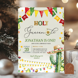 Heliga Guacamole Avocado Fiesta Barns födelsedag P Inbjudningar