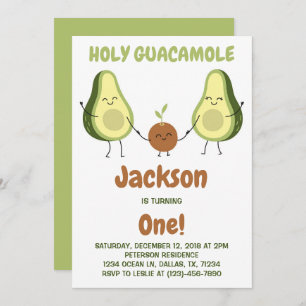 Heliga Guacamole Avocado Födelsedagsfest Inbjudningar