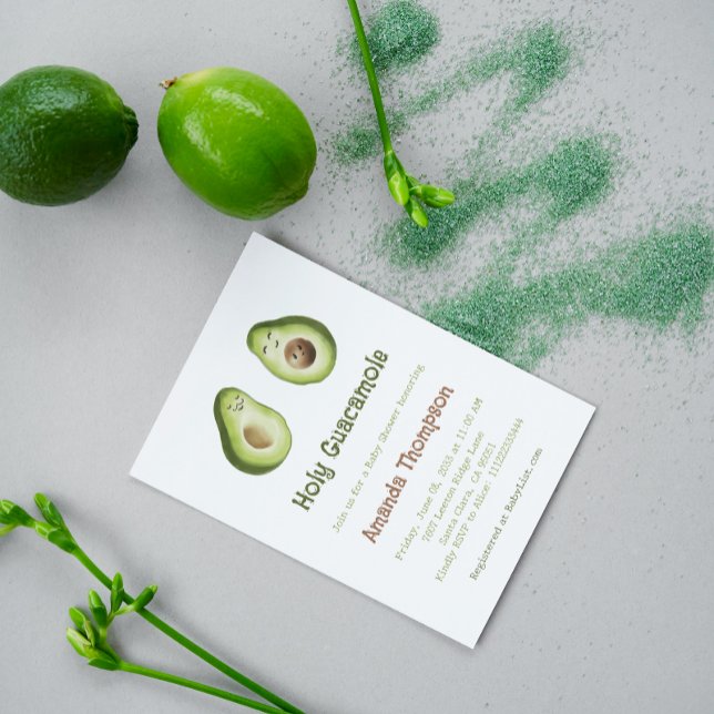 Heliga Guacamole Avocado Mexican Fiesta Baby Showe Inbjudningar (Skapare uppladdad)
