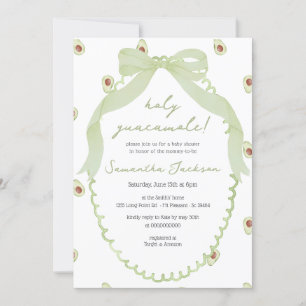 Heliga Guacamole Avocado Neutralt Bow Baby Shower Inbjudningar
