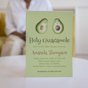 Heliga Guacamole Avocado Parents Fiesta Baby Showe Inbjudningar