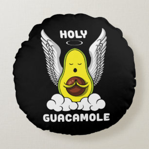 Heliga Guacamole Avocado Vegan Funny Joke Rund Kudde