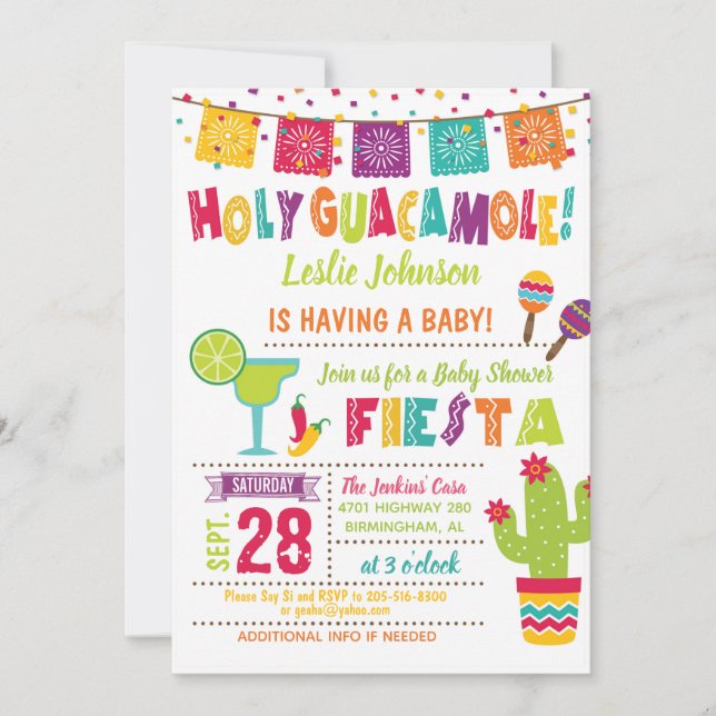 Heliga Guacamole Baby Shower Fiesta-inbjudan Inbjudningar (Framsida)
