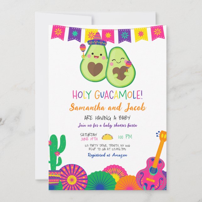 Heliga Guacamole Baby Shower Inbjudningar (Framsida)