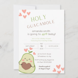 Heliga Guacamole Baby Shower Lycklig Avocado Inbjudningar