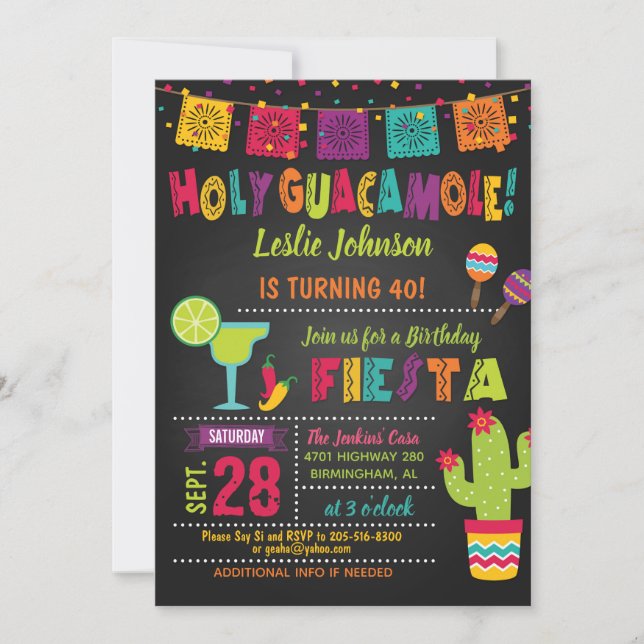 Heliga Guacamole Birthday Fiesta Inbjudan (Framsida)