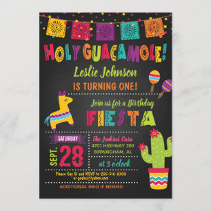 Heliga Guacamole Birthday Fiesta Inbjudan - Kid