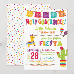 Heliga Guacamole Birthday Fiesta Inbjudan - Kid W