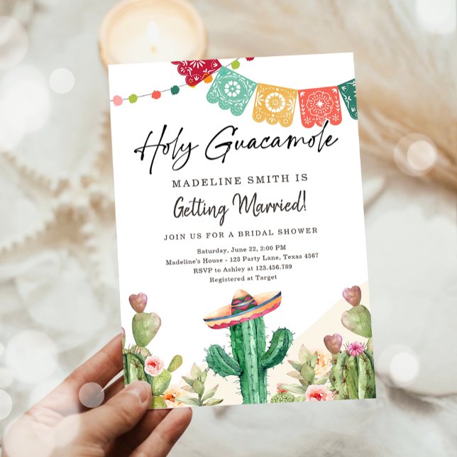 Heliga Guacamole Cactus Fiesta Mexikanska Möhippan Inbjudningar (Skapare uppladdad)