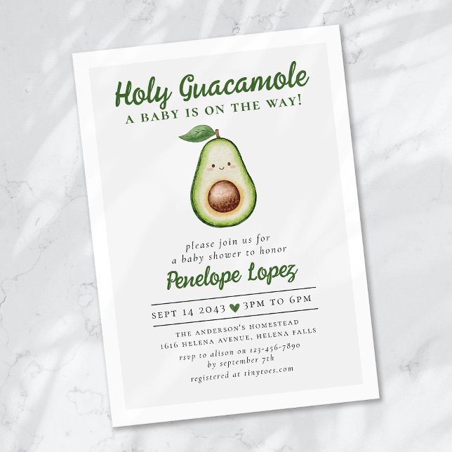 Heliga Guacamole Cute Avocado Baby Shower Inbjudningar (Skapare uppladdad)