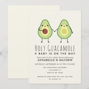 Heliga Guacamole Cute Avocado Par Baby Inbjudningar