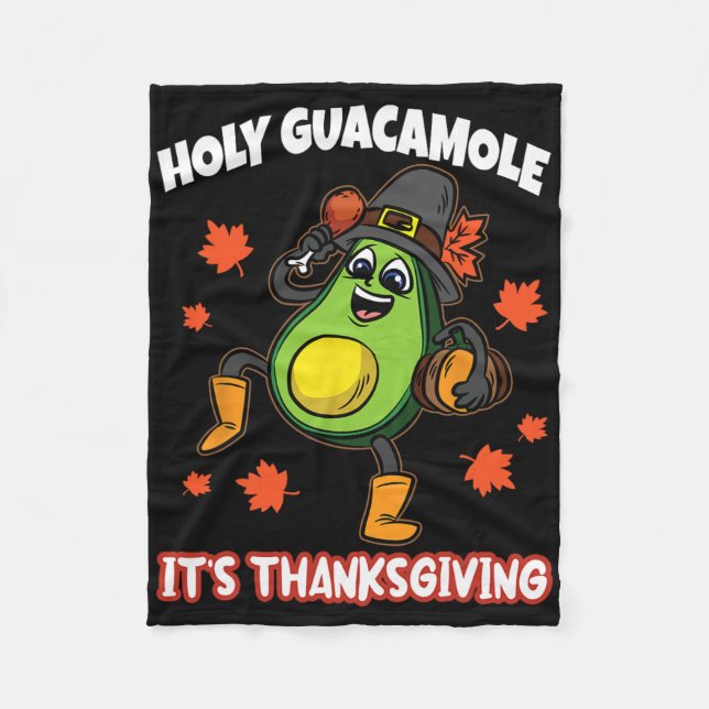 Heliga Guacamole dess Thanksgiving Avocado Pilgrim Fleecefilt (Framsidan)