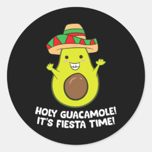 Heliga Guacamole Det är Fiesta Time Cinco De Mayo Runt Klistermärke