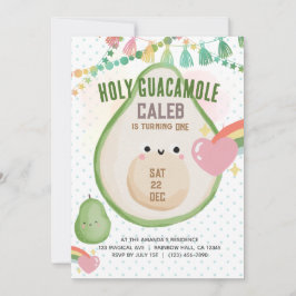 Heliga Guacamole Fiesta Avocado 1:a födelsedagen P Inbjudningar