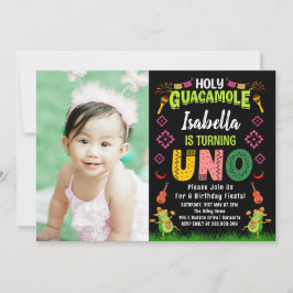 Heliga Guacamole Fiesta avocado 1:a födelsedagsfot Inbjudningar
