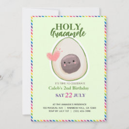 Heliga Guacamole Fiesta Avocado Kiwaii Birthday Inbjudningar