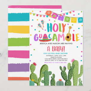 Heliga Guacamole Fiesta Baby Shower Cactus Inbjudningar