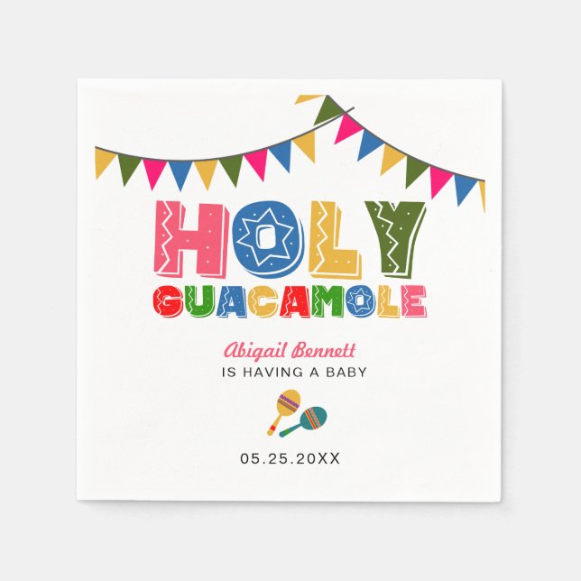 Heliga Guacamole Fiesta Baby Shower Cute Colorful Pappersservett (Framsidan)