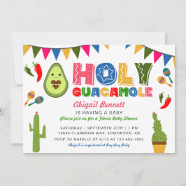 Heliga Guacamole Fiesta Baby Shower Kawaii Avocado Inbjudningar