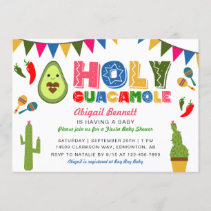 Heliga Guacamole Fiesta Baby Shower Kawaii Avocado Inbjudningar