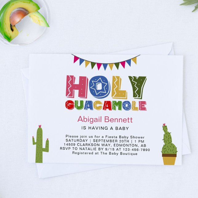 Heliga Guacamole Fiesta Baby Shower Kawaii Avocado Inbjudningar (Skapare uppladdad)