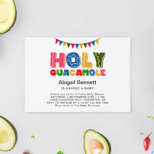 Heliga Guacamole Fiesta Baby Shower Kawaii Avocado Inbjudningar