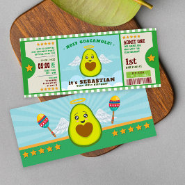 Heliga guacamole första födelsedagen biljett inbjudningar