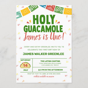 Heliga Guacamole första födelsedagen Fiesta Inbjudningar