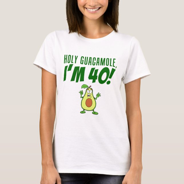 Heliga Guacamole I är 40 Tecknader Avocado Tee Shirt (Framsida)